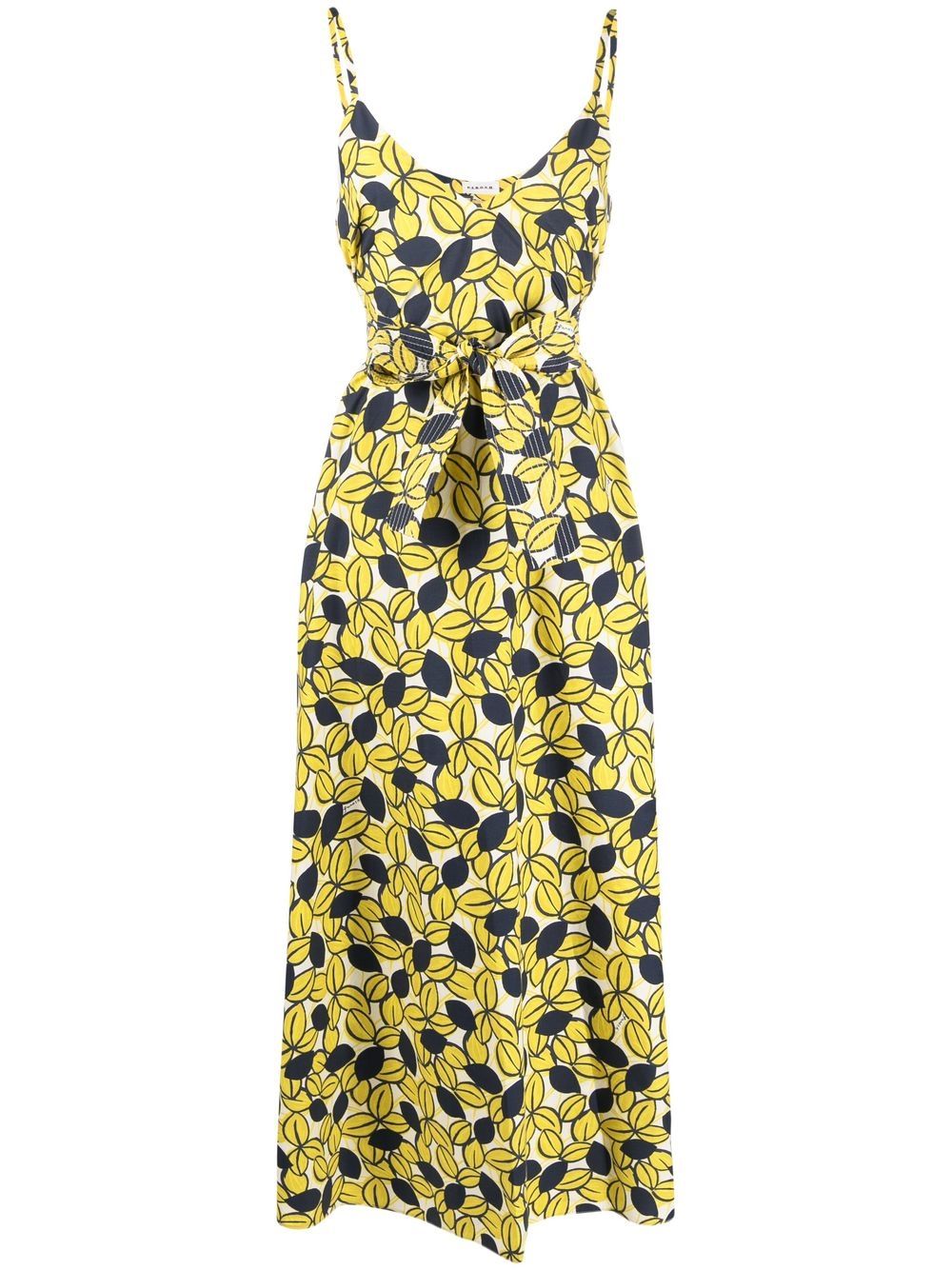 P.A.R.O.S.H. belted leaf pattern dress - Yellow von P.A.R.O.S.H.