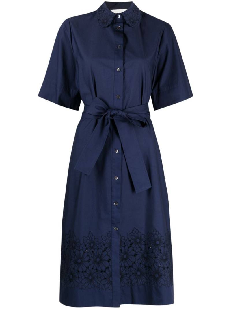 P.A.R.O.S.H. belted midi shirt dress - Blue von P.A.R.O.S.H.