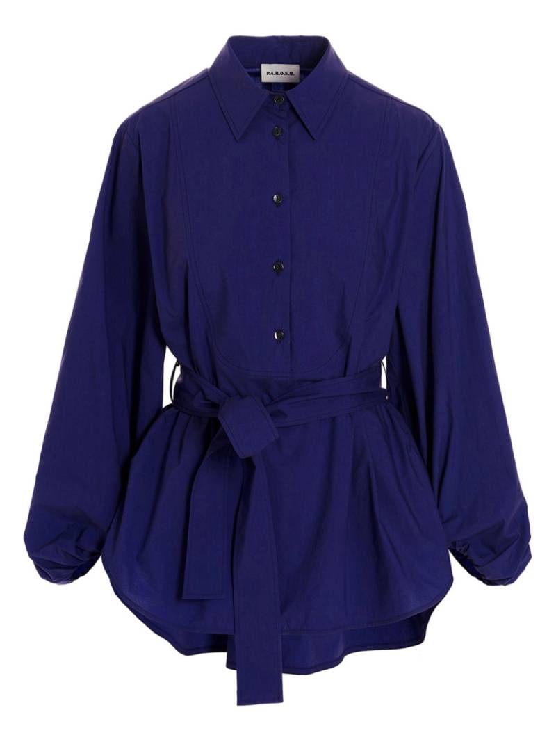 P.A.R.O.S.H. belted shirt - Blue von P.A.R.O.S.H.