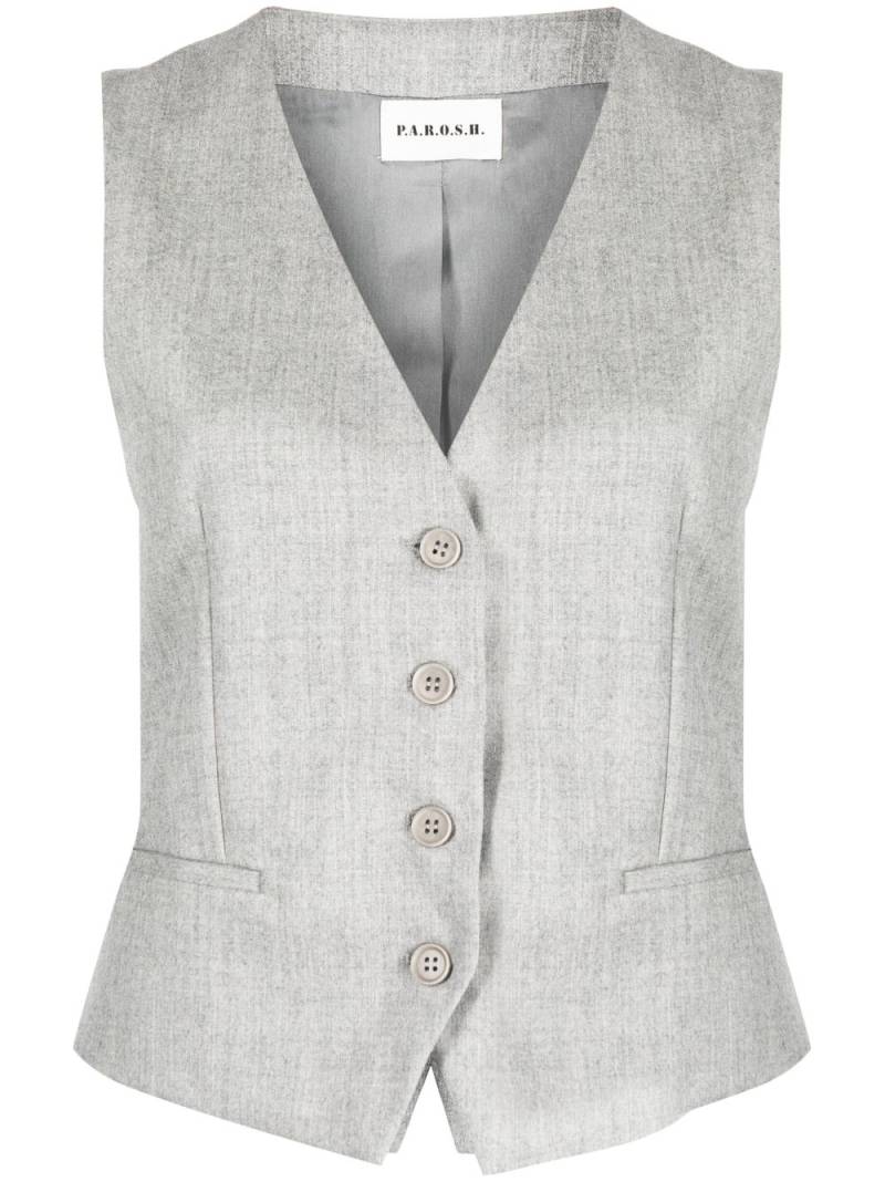 P.A.R.O.S.H. button-up virgin wool-blend gilet - Grey von P.A.R.O.S.H.