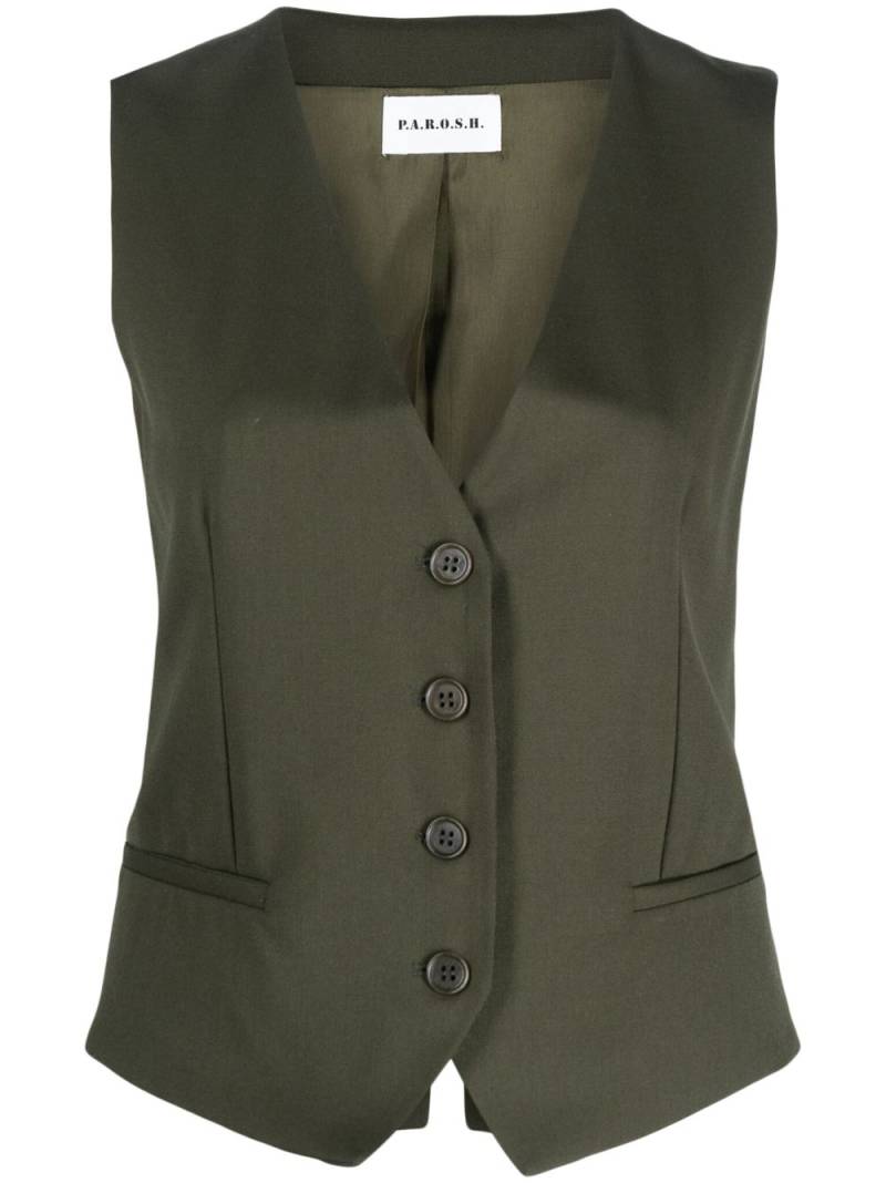 P.A.R.O.S.H. button-up wool gilet - Green von P.A.R.O.S.H.