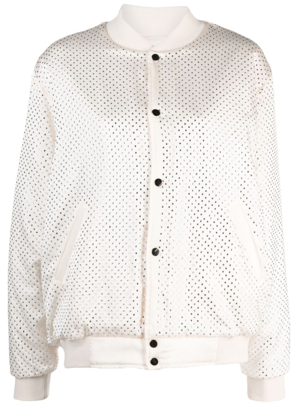 P.A.R.O.S.H. crystal-embellished button-up bomber jacket - Neutrals von P.A.R.O.S.H.