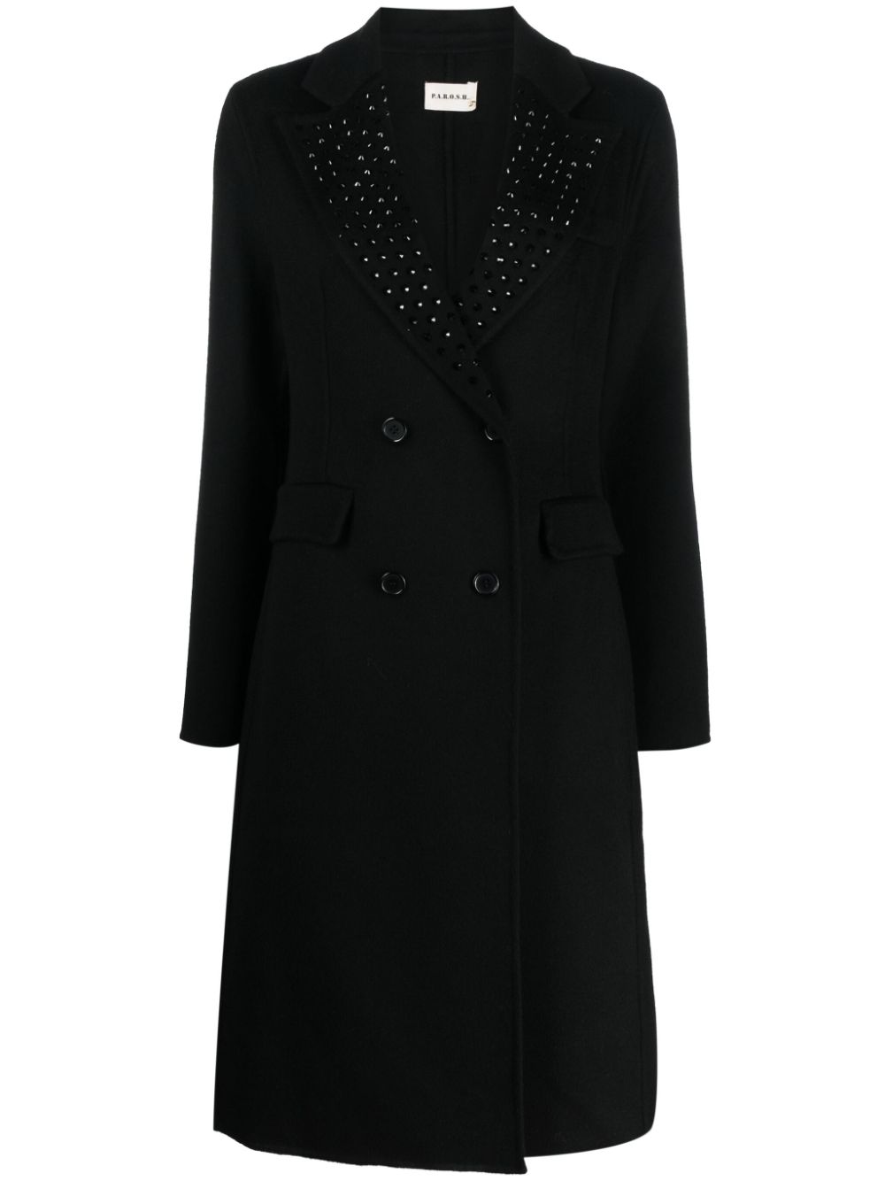 P.A.R.O.S.H. crystal-embellished double-breasted coat - Black von P.A.R.O.S.H.