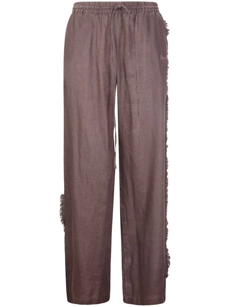 P.A.R.O.S.H. distressed-finish straight linen trousers - Brown von P.A.R.O.S.H.