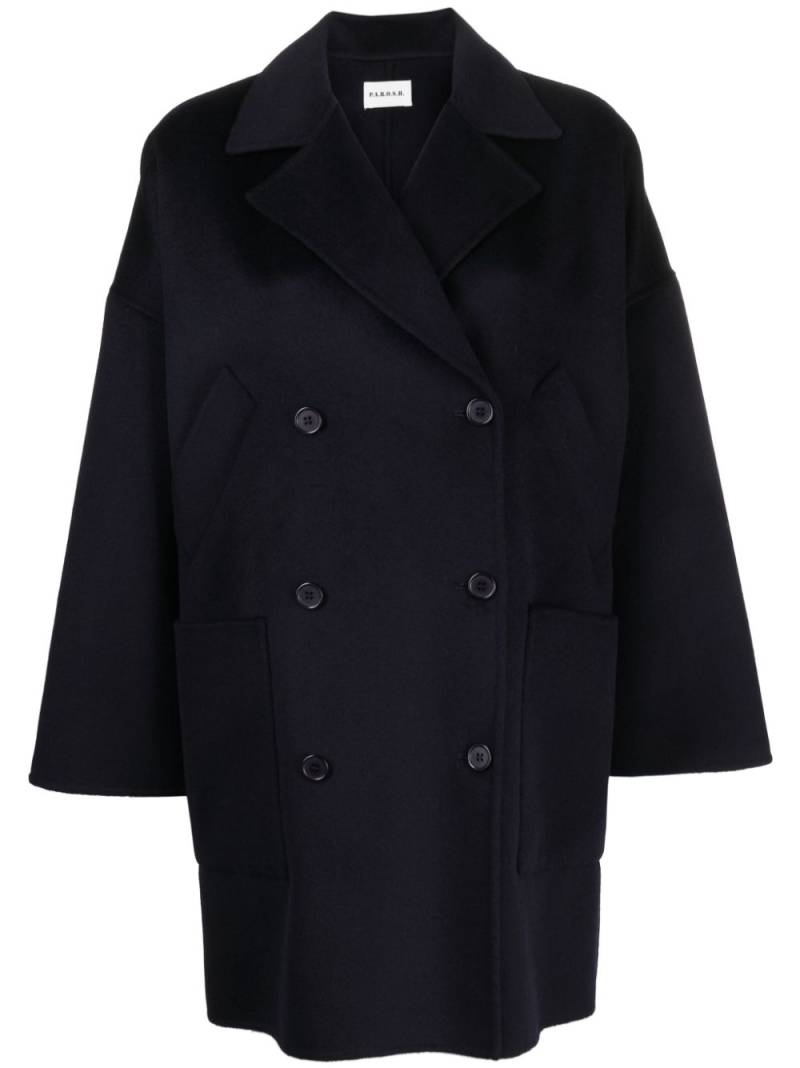 P.A.R.O.S.H. double-breasted cashmere coat - Blue von P.A.R.O.S.H.