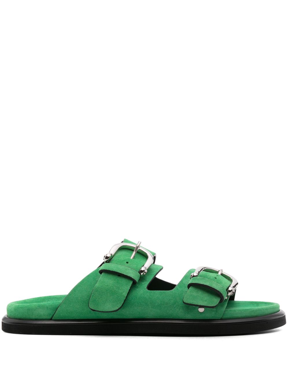 P.A.R.O.S.H. double-buckle suede slides - Green von P.A.R.O.S.H.