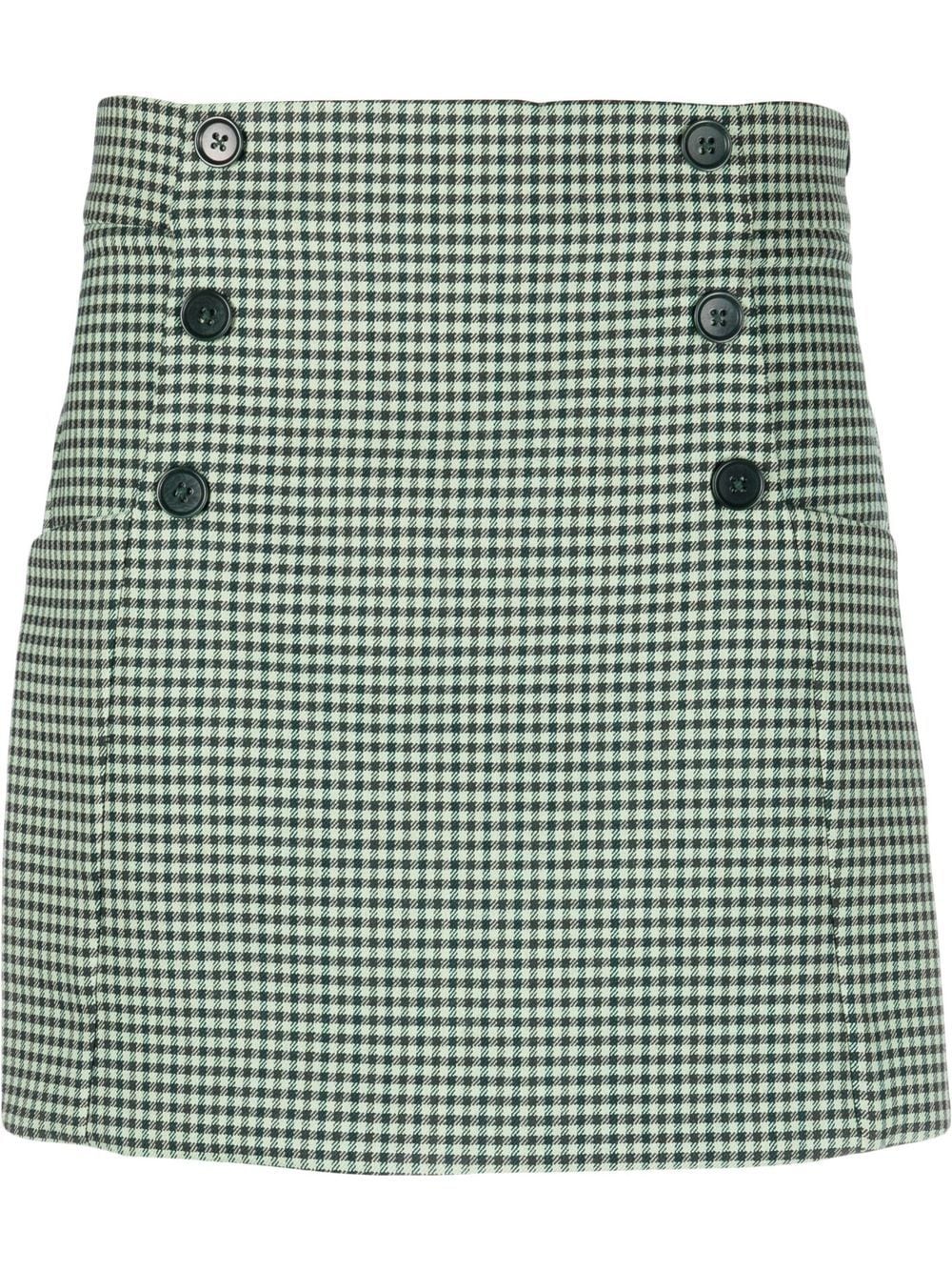 P.A.R.O.S.H. double-button gingham-check skirt - Green von P.A.R.O.S.H.