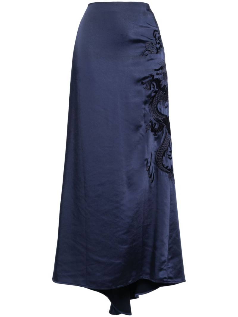 P.A.R.O.S.H. dragon-embroidered maxi skirt - Blue von P.A.R.O.S.H.