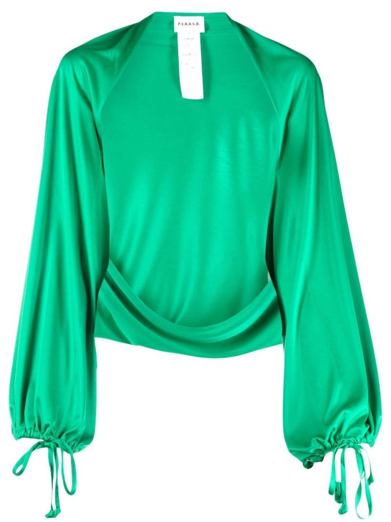 P.A.R.O.S.H. draped open-front blouse - Green von P.A.R.O.S.H.