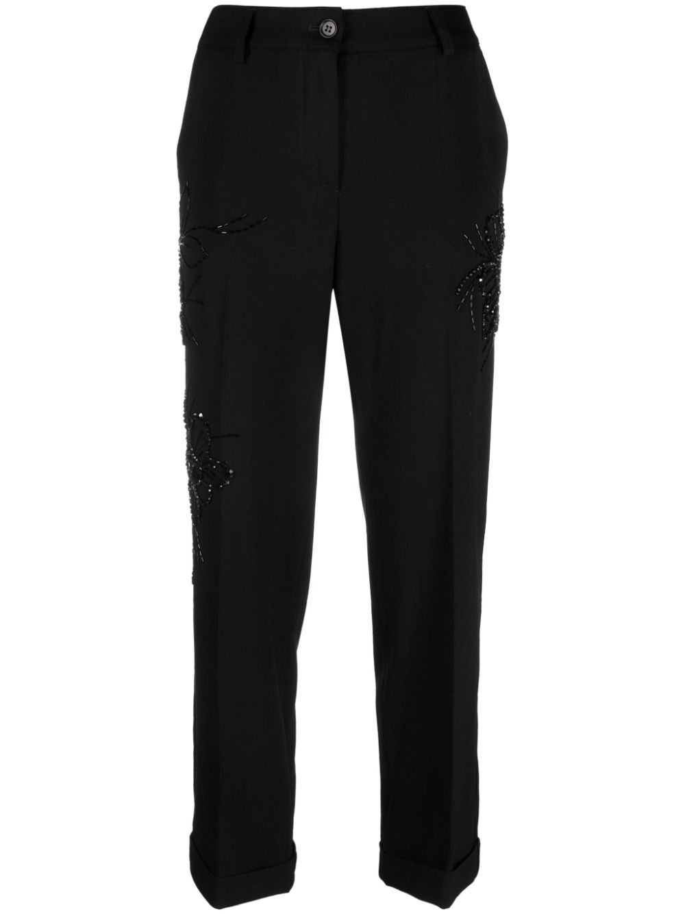 P.A.R.O.S.H. embroidered-detail cropped trousers - Black von P.A.R.O.S.H.