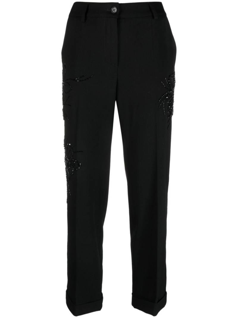 P.A.R.O.S.H. embroidered-detail cropped trousers - Black von P.A.R.O.S.H.