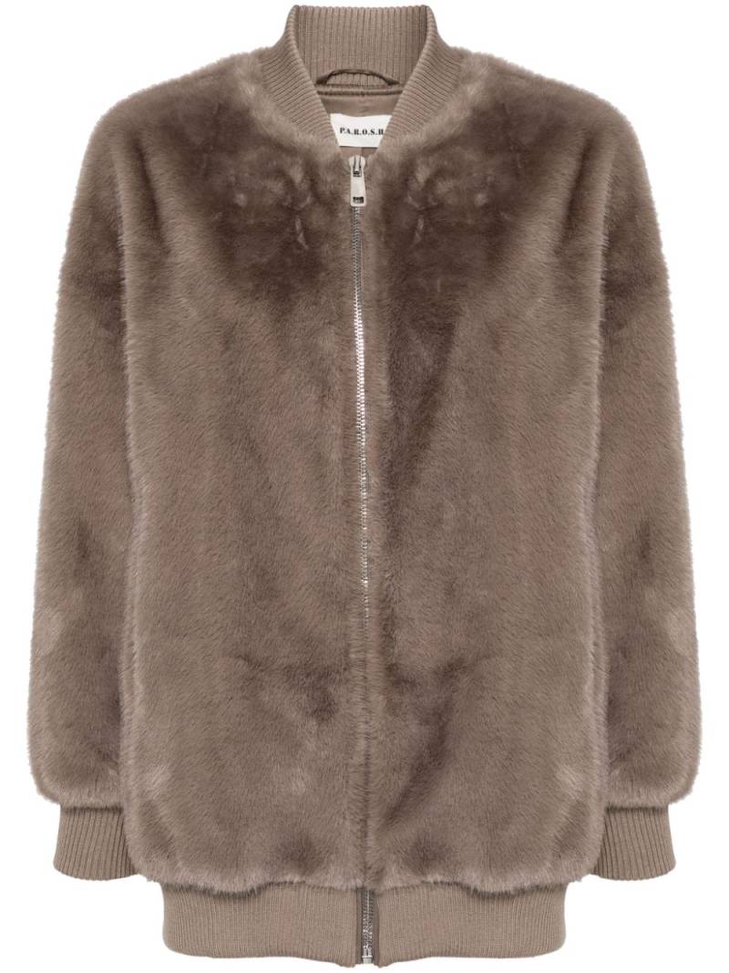 P.A.R.O.S.H. faux-fur bomber jacket - Neutrals von P.A.R.O.S.H.