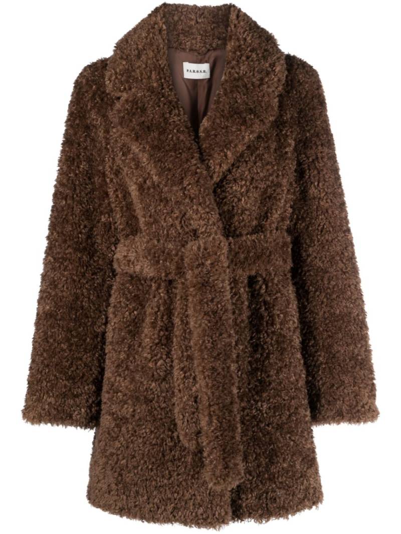 P.A.R.O.S.H. faux-shearling belted coat - Brown von P.A.R.O.S.H.