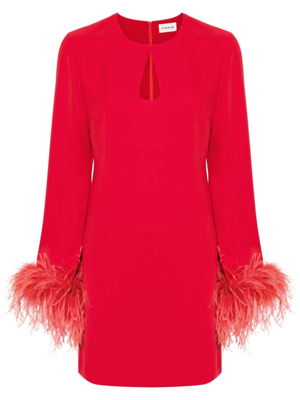 P.A.R.O.S.H. feather-trim mini dress - Red von P.A.R.O.S.H.