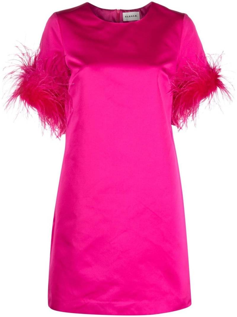 P.A.R.O.S.H. feather-trim satin dress - Pink von P.A.R.O.S.H.