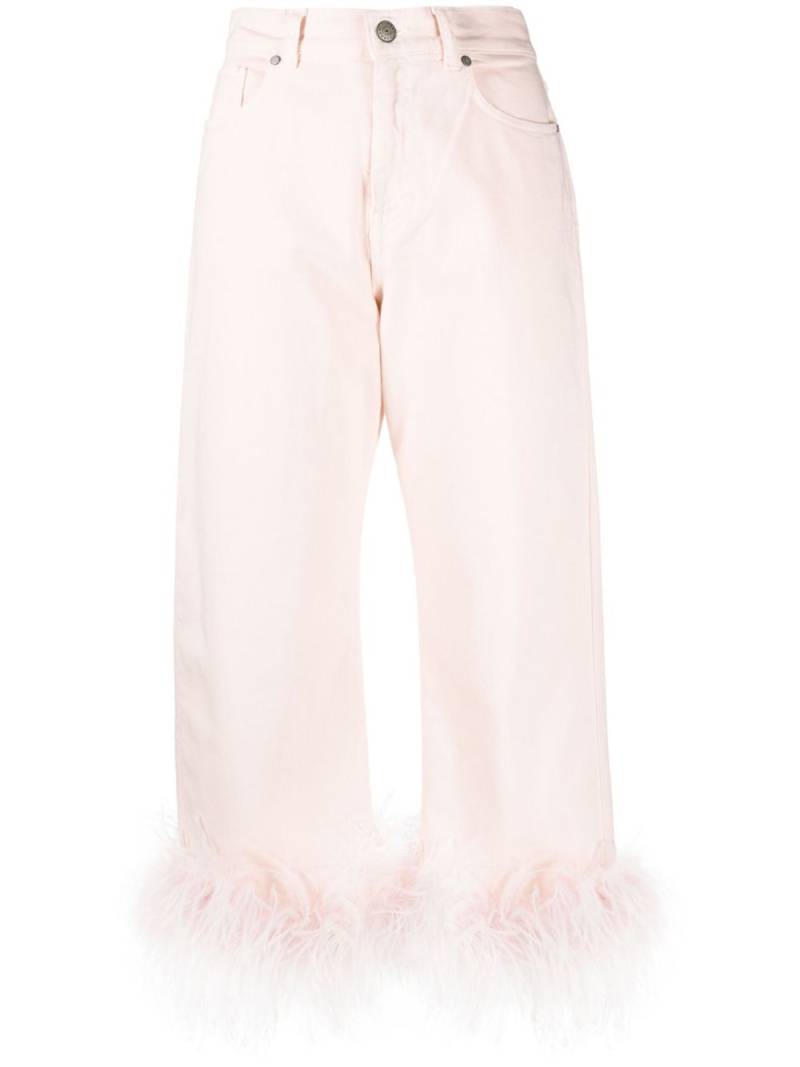 P.A.R.O.S.H. feather-trim stretch-cotton jeans - Pink von P.A.R.O.S.H.