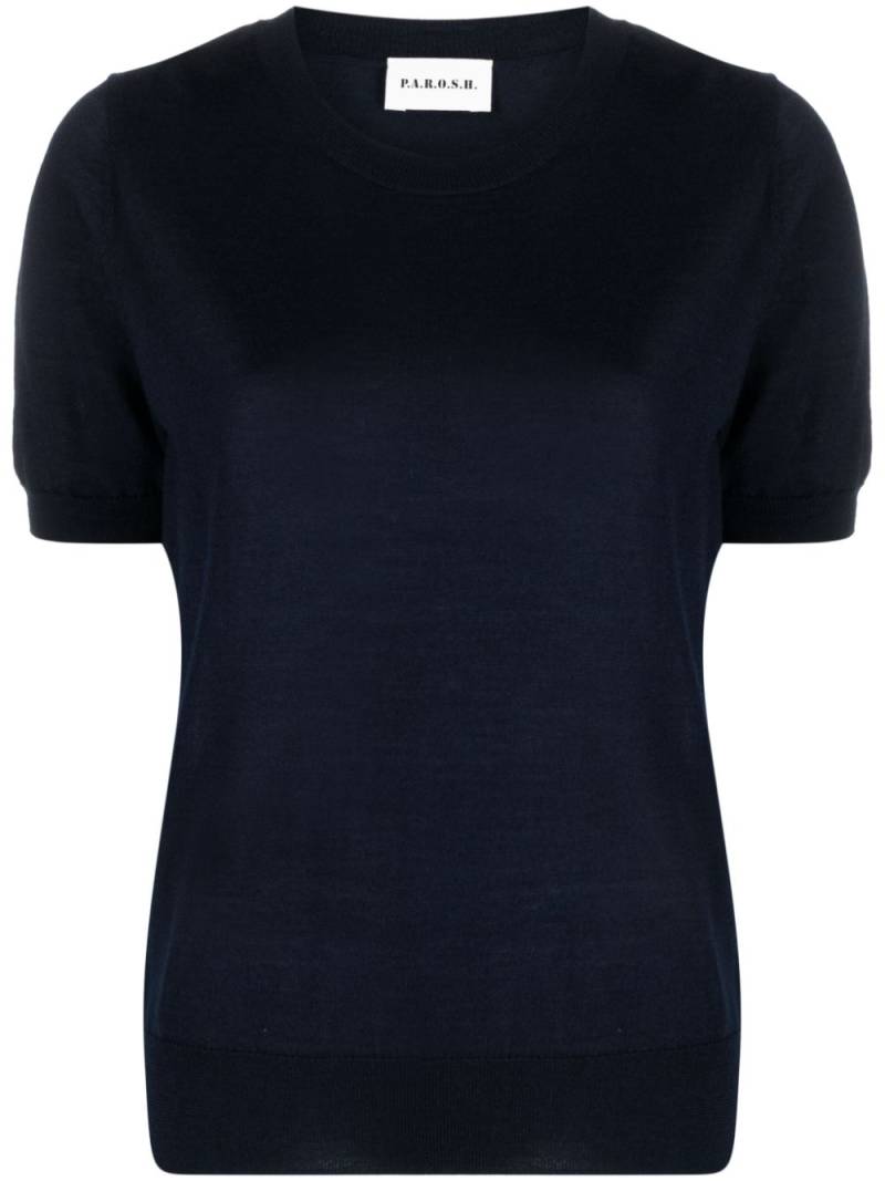 P.A.R.O.S.H. fine-knit short-sleeves top - Blue von P.A.R.O.S.H.