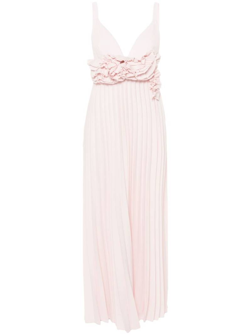 P.A.R.O.S.H. floral-appliqué pleated dress - Pink von P.A.R.O.S.H.