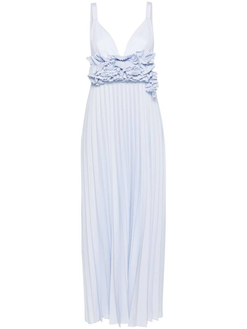 P.A.R.O.S.H. floral-appliqué pleated gown - Blue von P.A.R.O.S.H.