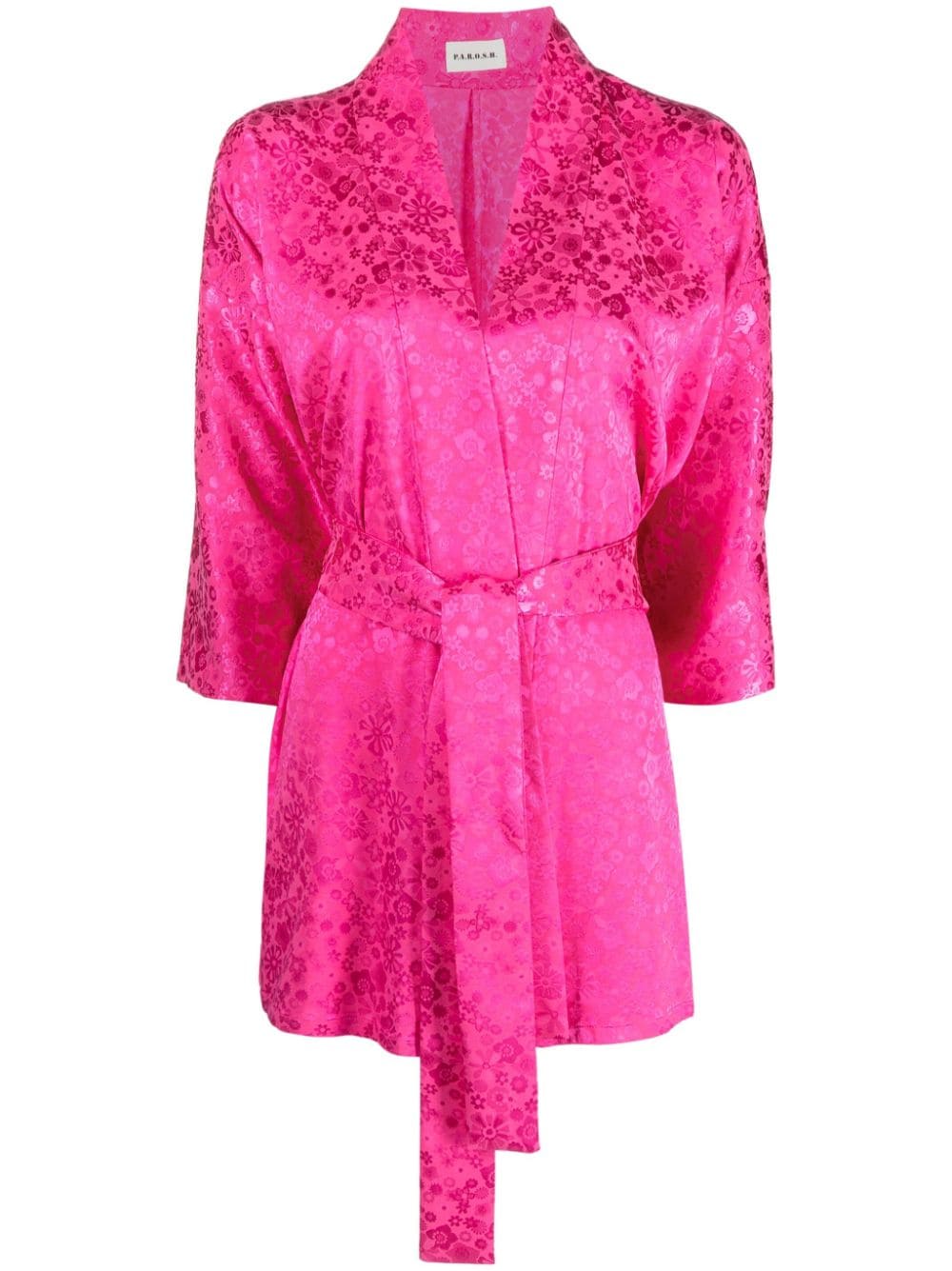 P.A.R.O.S.H. floral-jacquard tie-waist jacket - Pink von P.A.R.O.S.H.
