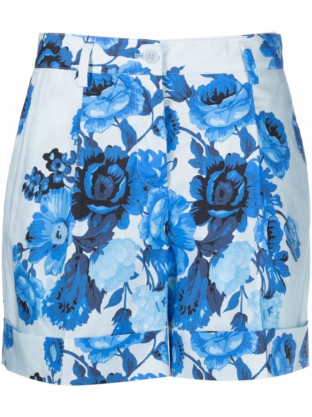 P.A.R.O.S.H. floral-print high-waisted shorts - Blue von P.A.R.O.S.H.