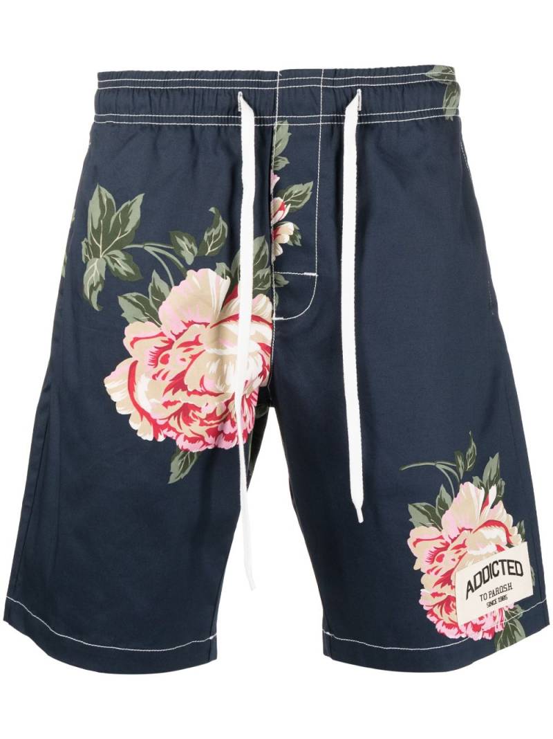 P.A.R.O.S.H. floral-print knee-length shorts - Blue von P.A.R.O.S.H.