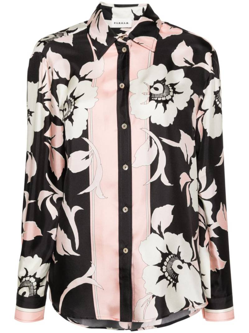 P.A.R.O.S.H. floral-print silk shirt - Black von P.A.R.O.S.H.