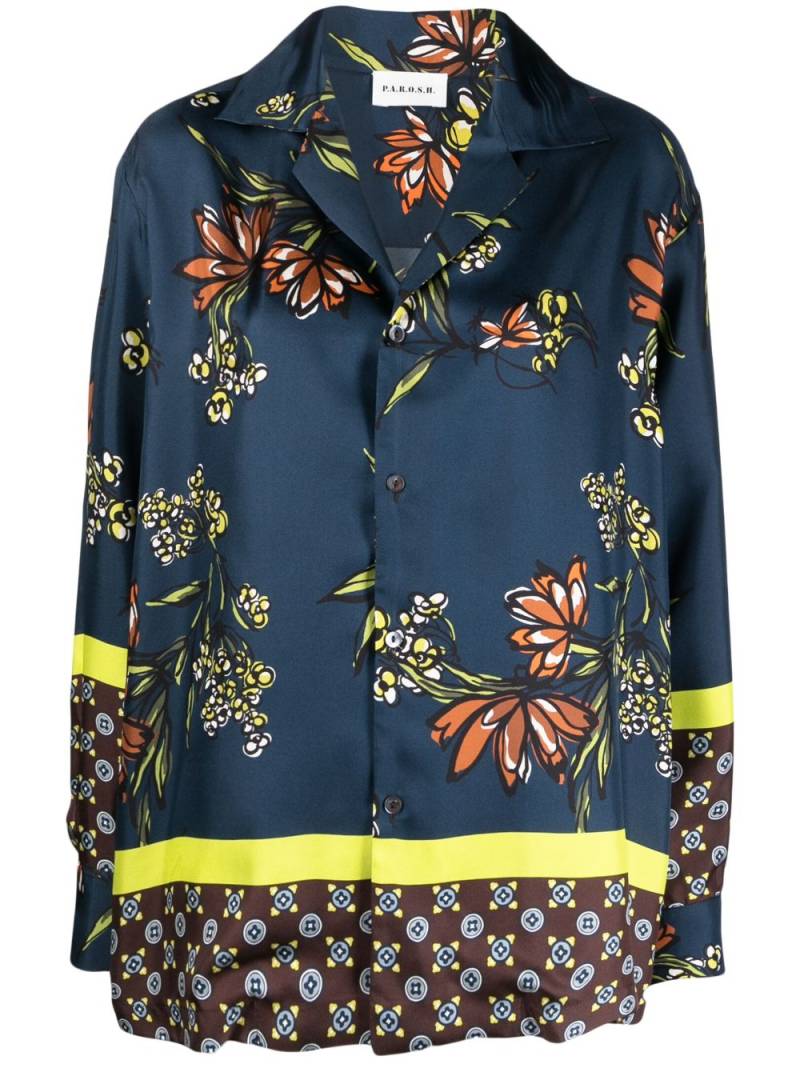 P.A.R.O.S.H. floral-print silk shirt - Blue von P.A.R.O.S.H.