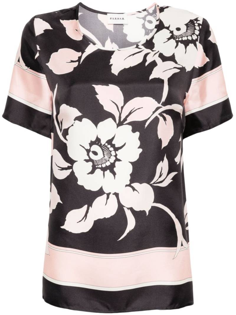 P.A.R.O.S.H. floral-print silk top - Black von P.A.R.O.S.H.