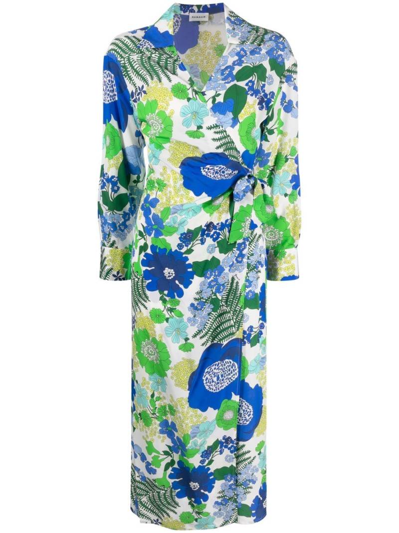 P.A.R.O.S.H. floral-print wrap midi dress - White von P.A.R.O.S.H.