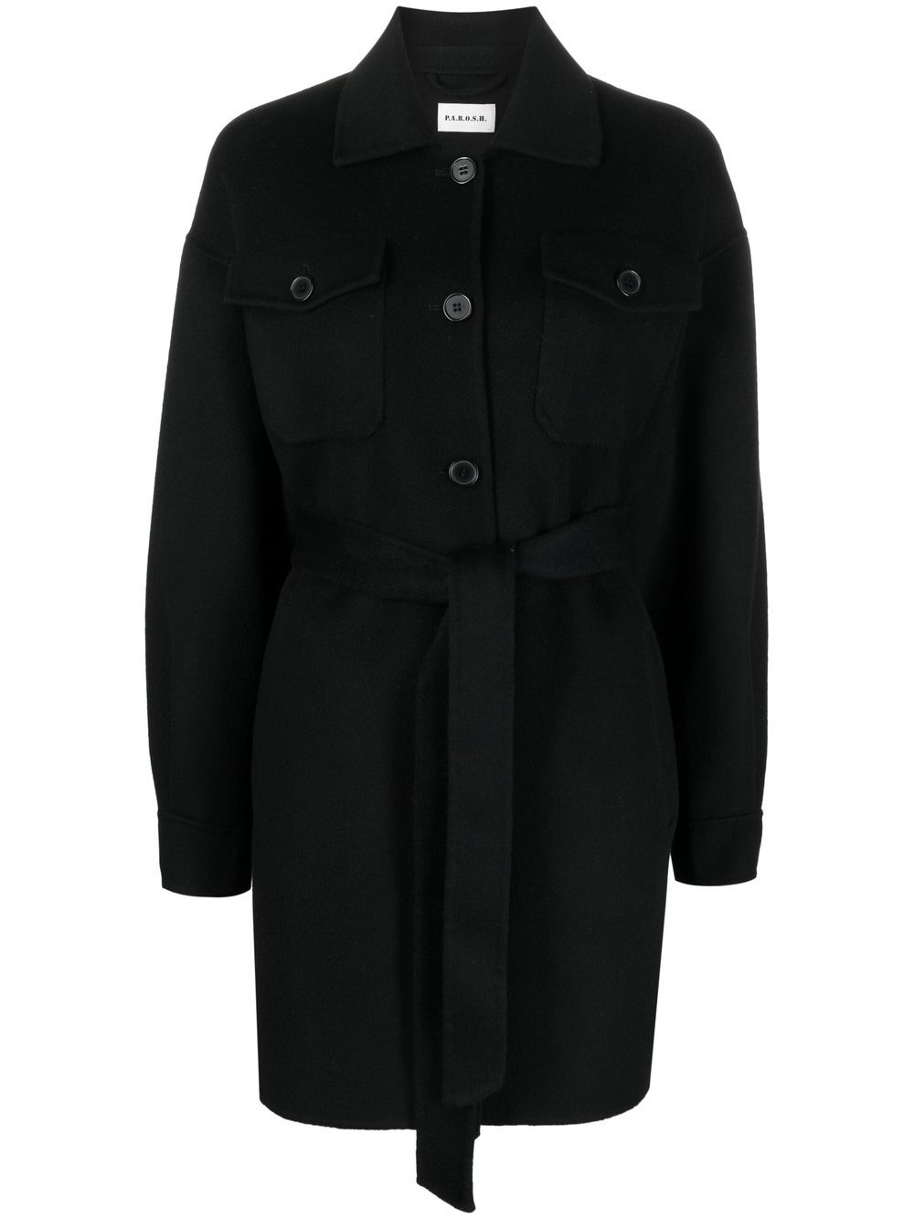 P.A.R.O.S.H. fringe-detail wool coat - Black von P.A.R.O.S.H.