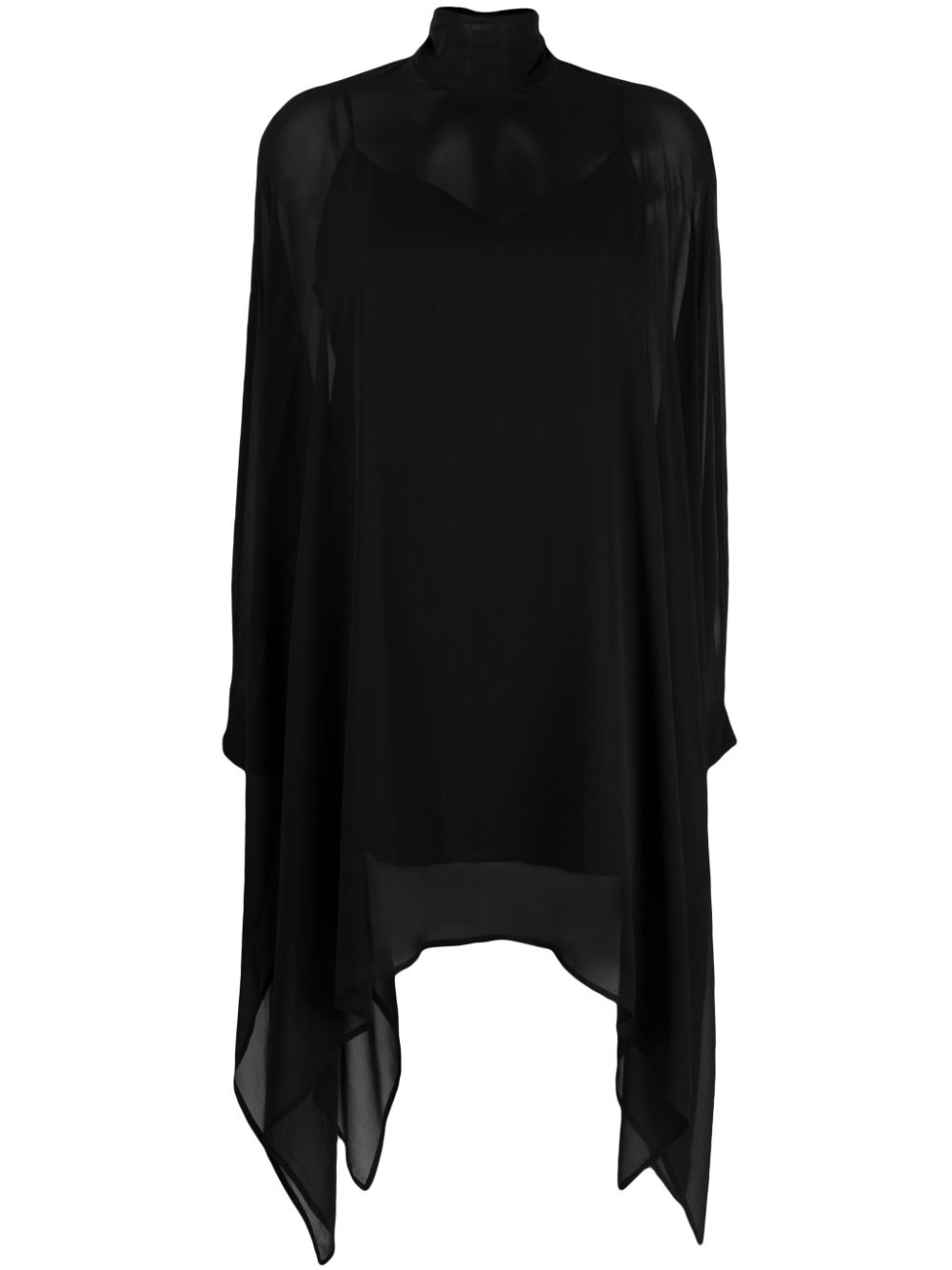 P.A.R.O.S.H. funnel-neck silk tunic - Black von P.A.R.O.S.H.