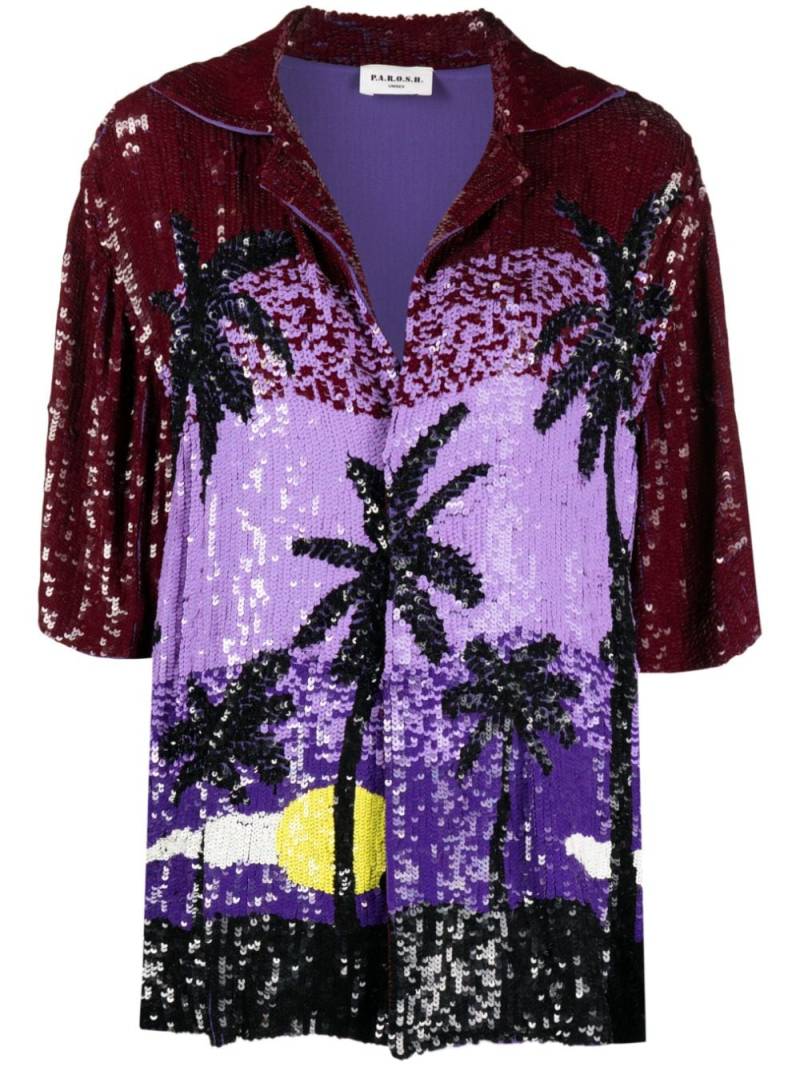 P.A.R.O.S.H. graphic-print sequin-embellished shirt - Purple von P.A.R.O.S.H.