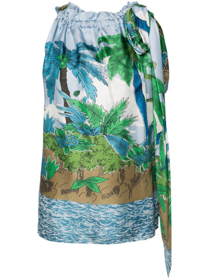 P.A.R.O.S.H. graphic-print silk blouse - Blue von P.A.R.O.S.H.