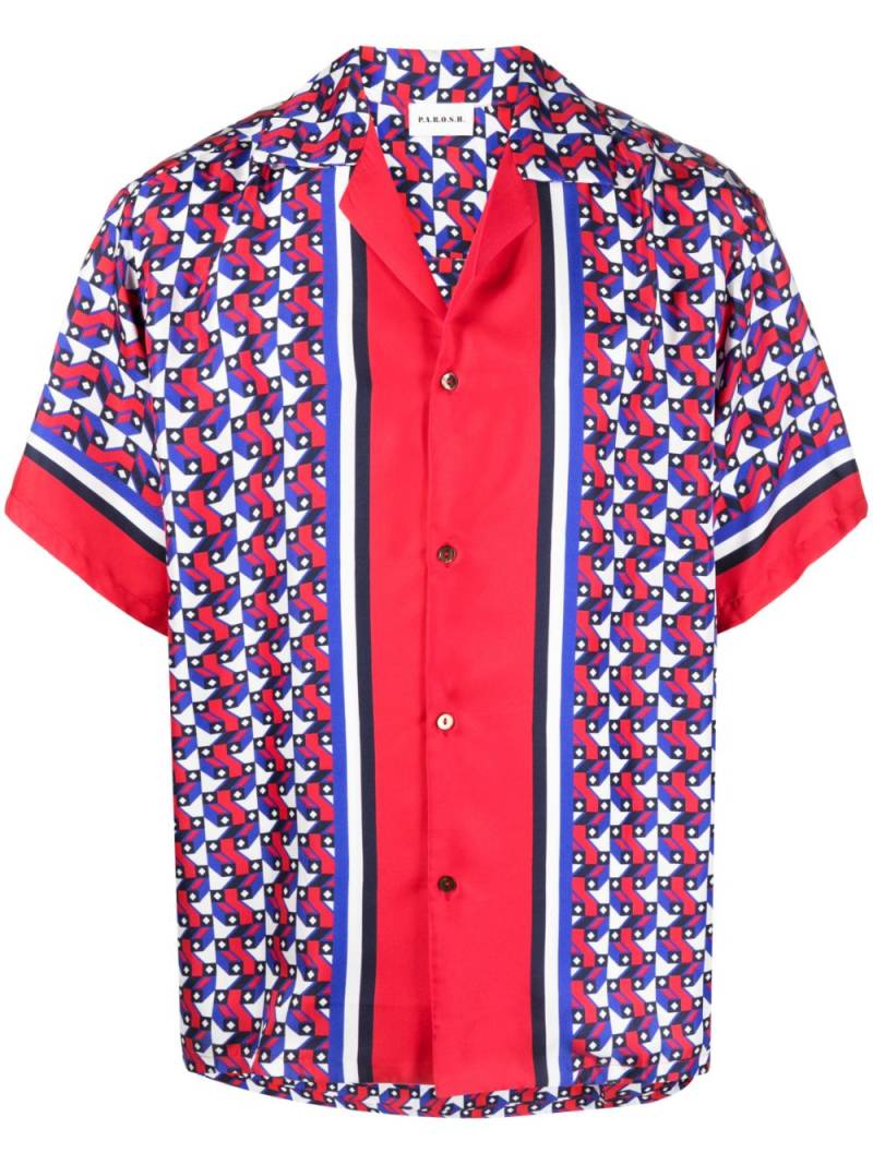 P.A.R.O.S.H. graphic-print silk short-sleeve shirt - Red von P.A.R.O.S.H.