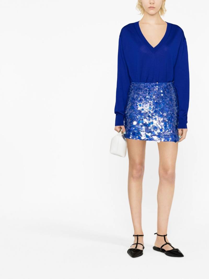 P.A.R.O.S.H. high-waisted sequin-embellished skirt - Blue von P.A.R.O.S.H.