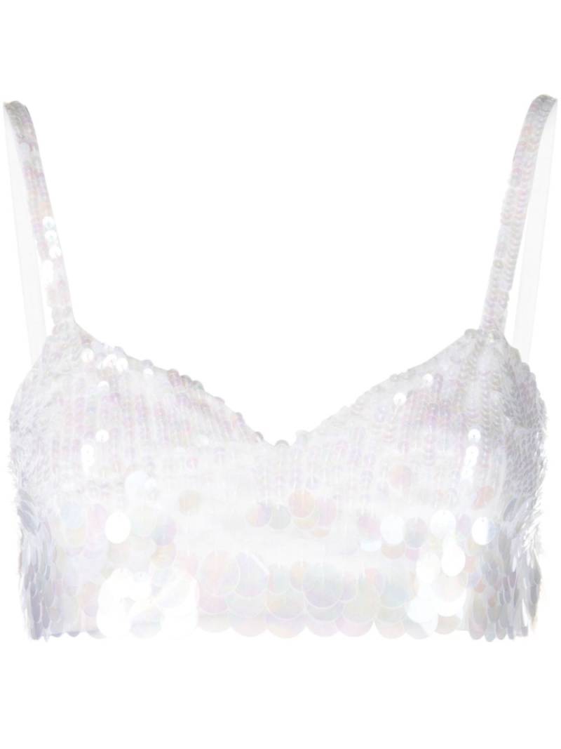 P.A.R.O.S.H. iridescent sequin cropped top - White von P.A.R.O.S.H.