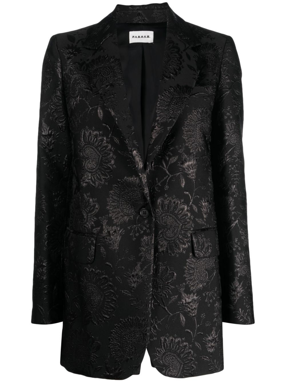 P.A.R.O.S.H. floral-jacquard single-breasted blazer - Black von P.A.R.O.S.H.