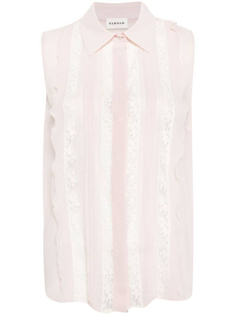 P.A.R.O.S.H. lace-panelling sleveless blouse - Pink von P.A.R.O.S.H.