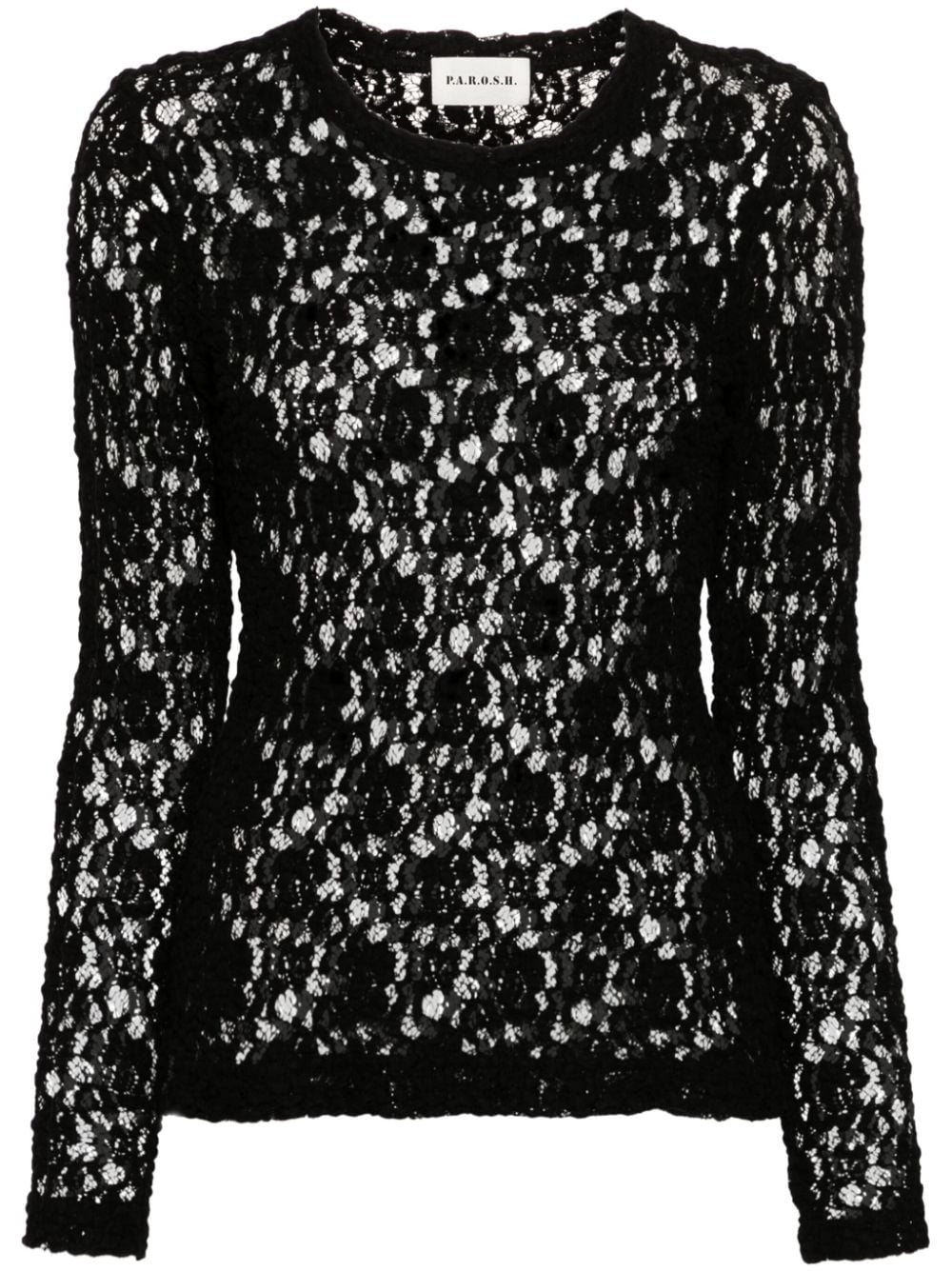 P.A.R.O.S.H. lace semi-sheer top - Black von P.A.R.O.S.H.