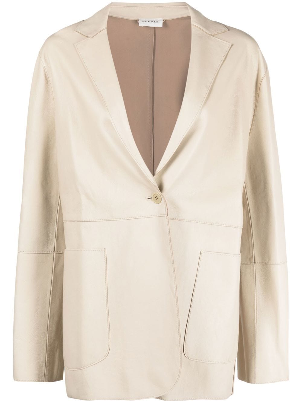 P.A.R.O.S.H. leather single-breasted blazer - Neutrals von P.A.R.O.S.H.