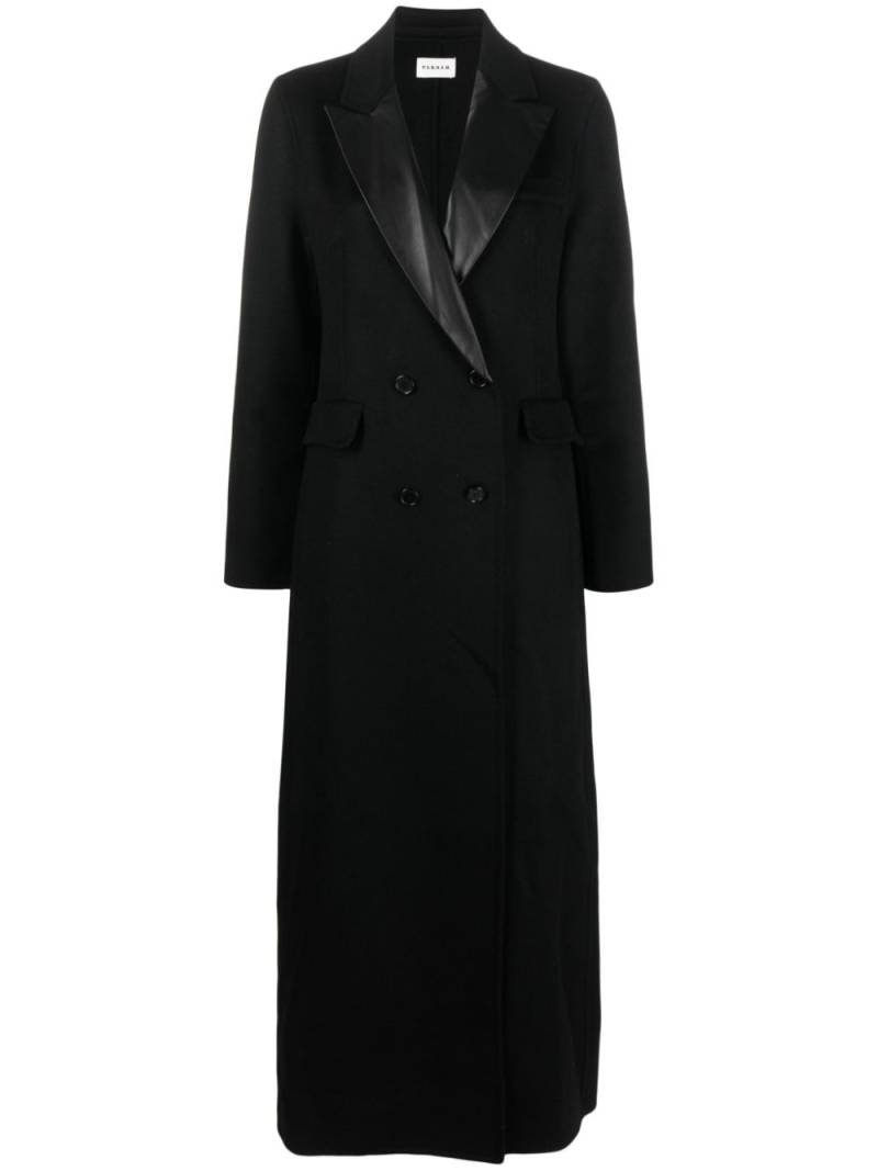 P.A.R.O.S.H. leather-trim double-breasted wool coat - Black von P.A.R.O.S.H.