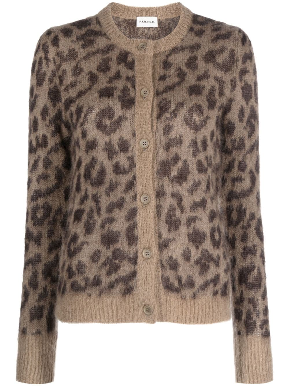 P.A.R.O.S.H. leopard-print crew-neck cardigan - Brown von P.A.R.O.S.H.