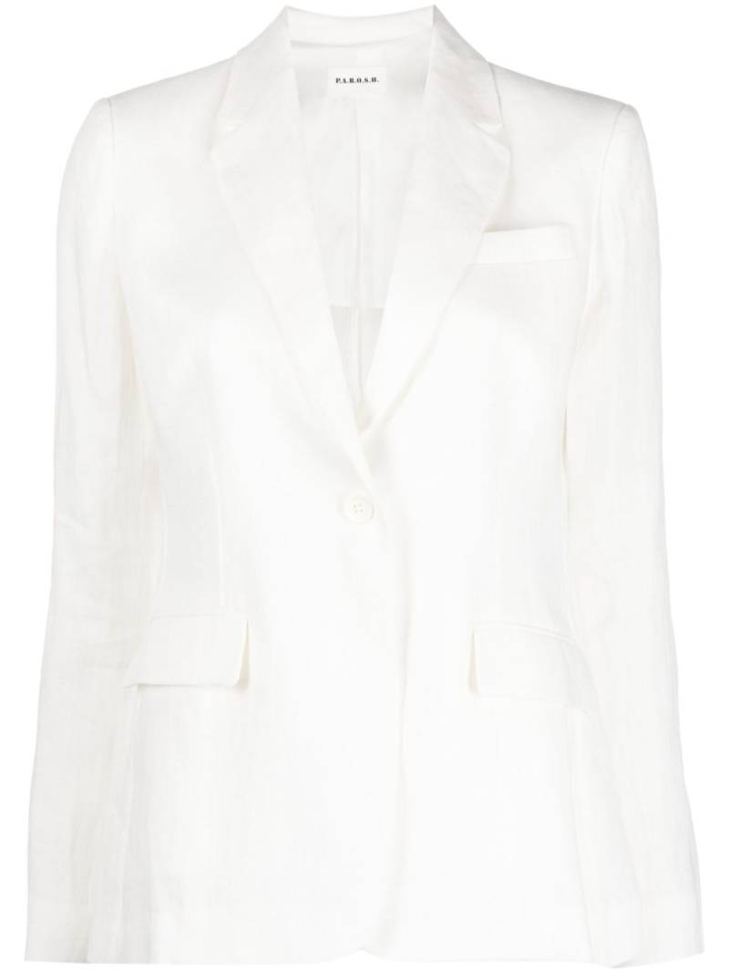 P.A.R.O.S.H. linen single-breasted blazer - White von P.A.R.O.S.H.