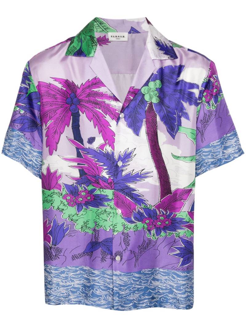 P.A.R.O.S.H. palm-tree-print silk shirt - Purple von P.A.R.O.S.H.