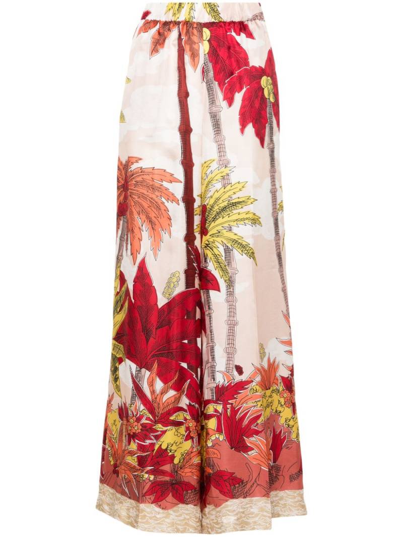 P.A.R.O.S.H. palm tree-print silk trousers - Pink von P.A.R.O.S.H.