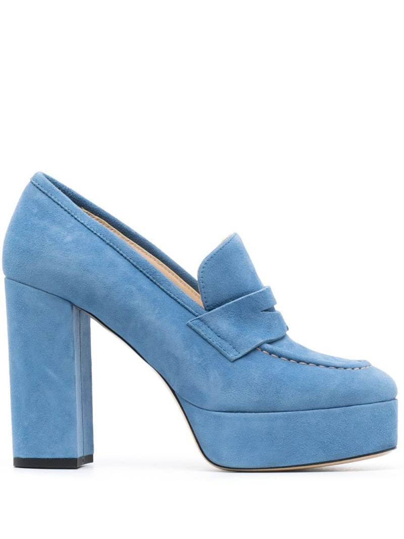 P.A.R.O.S.H. penny-slot 115mm suede platform pumps - Blue von P.A.R.O.S.H.