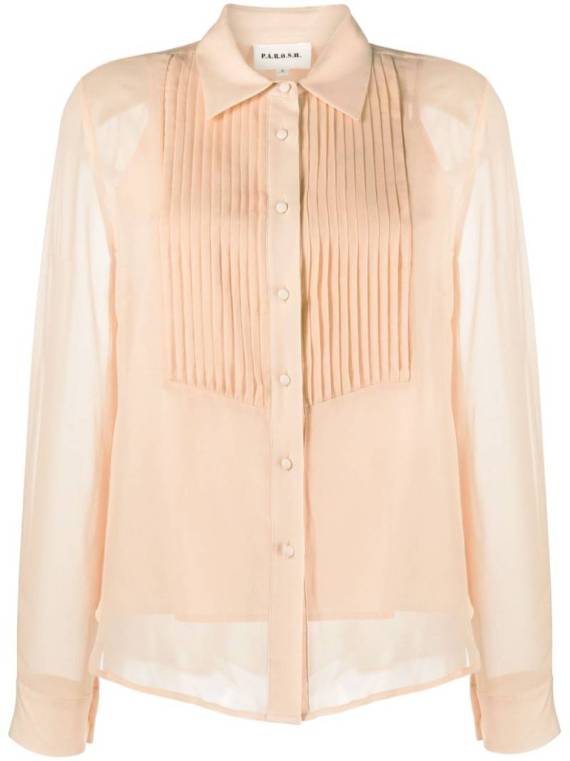 P.A.R.O.S.H. pintuck-detail silk shirt - Pink von P.A.R.O.S.H.