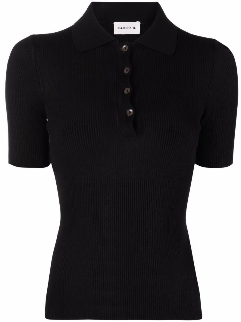 P.A.R.O.S.H. polo-collar knitted top - Black von P.A.R.O.S.H.