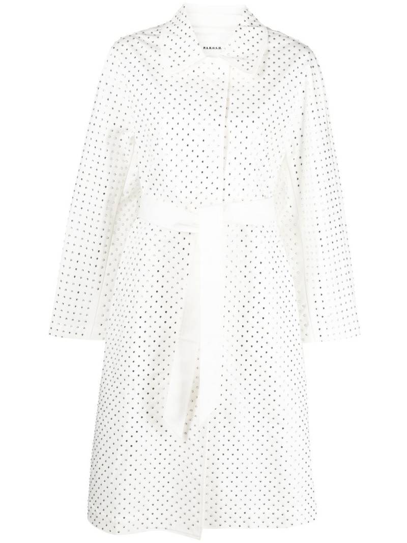 P.A.R.O.S.H. rhinestone-embellished cotton trench coat - White von P.A.R.O.S.H.